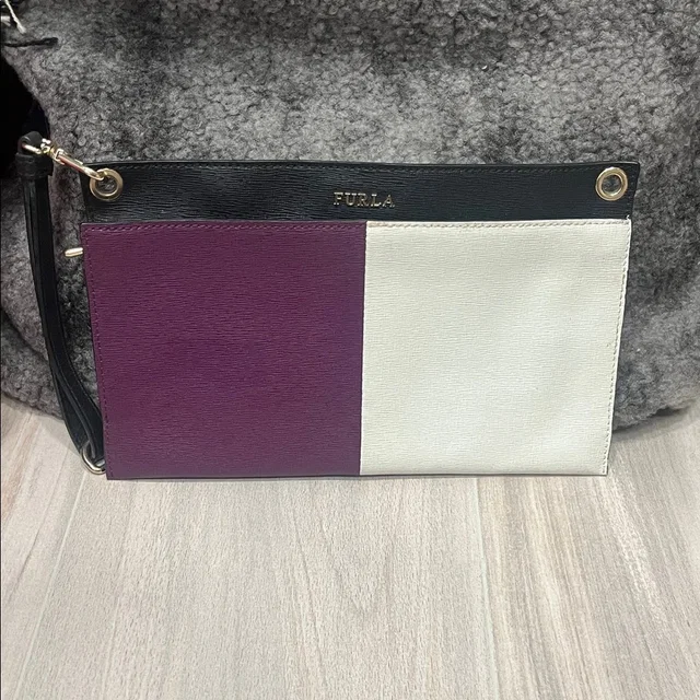 Furla Colorblock Wristlet Clutch in purple|white from Poshmark