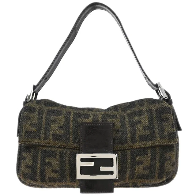 Fendi Brown Wool Baguette Handbag in Brown Wool from AMORE Vintage Tokyo