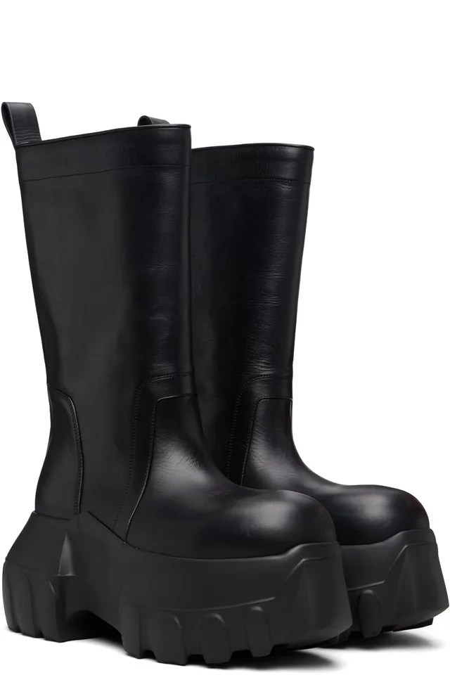 Rick Owens Black Temple Pull On Mega Tractor Boots, photo 4 of 4 from SSENSE