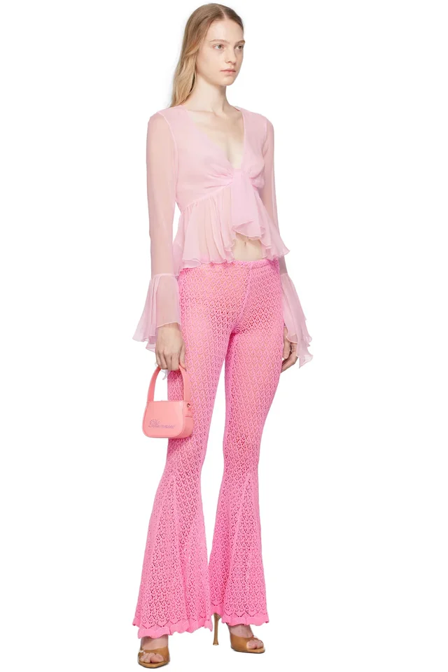 Blumarine Pink Flared Trousers, photo 4 of 4 from SSENSE
