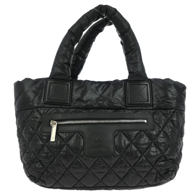 Chanel 2011 Black Nylon Calfskin Coco Cocoon Tote Bag in Black Calfskin from AMORE Vintage Tokyo