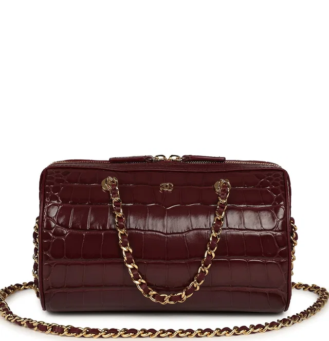 Chanel Mini Timeless Classic Barrel Bag in Burgundy Calfskin from Madison Avenue Couture