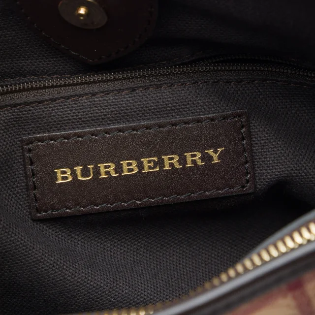 Beige Burberry Small Haymarket Check Coated Canvas Northfield Satchel in Beige Coated canvas from Designer Revival, photo 5 of 6