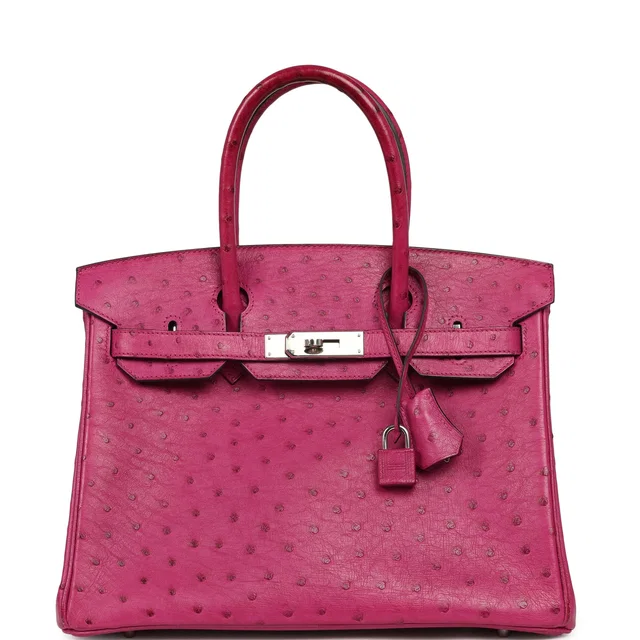Hermès Birkin 30 Rose Pourpre Ostrich Palladium Hardware in Pink Ostrich from Madison Avenue Couture