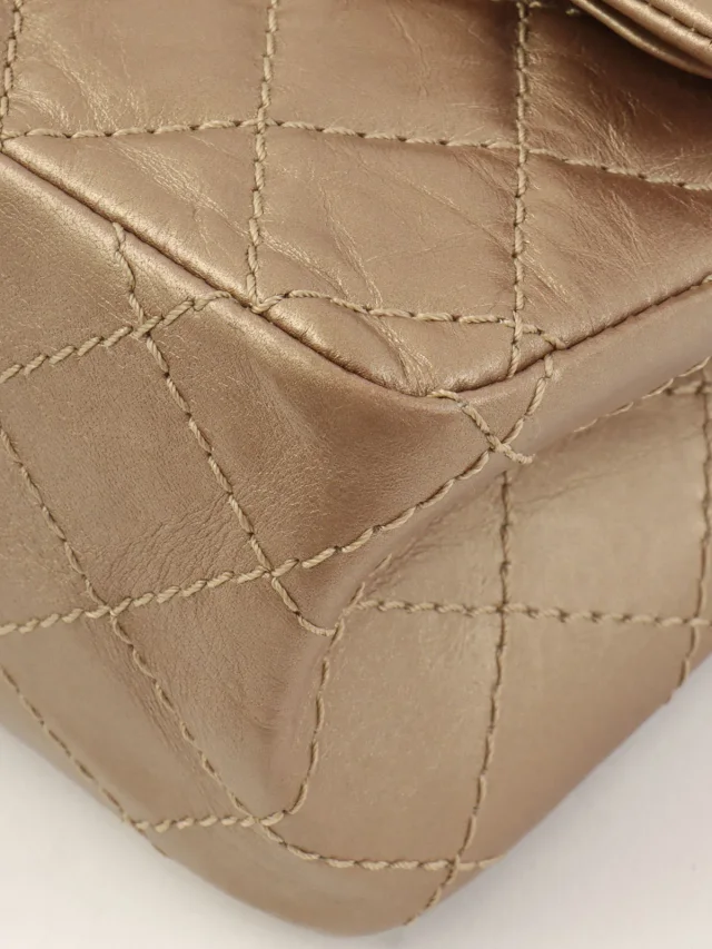Chanel 2012 Vintage 2.55 Classic Flap Chain Bag Bronze in Leather from VINTAGE QOO TOKYO, photo 9 of 12