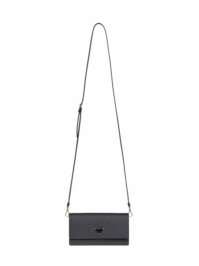 Prada Saffiano Calf Leather Shoulder Bag — Black in Black Saffiano leather from HEWI