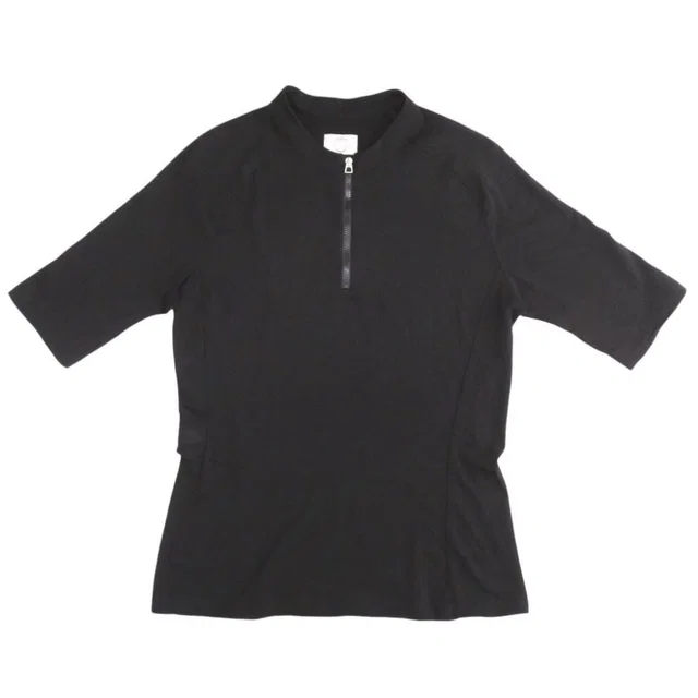 Hermès Fit Series Clou de Selle Half Zip Wool Black T-Shirt L in Black Wool from The Reluxe