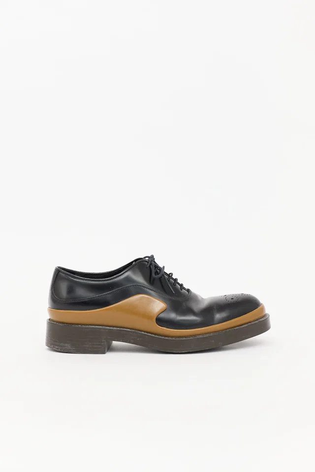 Prada FW 2015 Leather Brogue Oxford in Leather from VSP Consignment