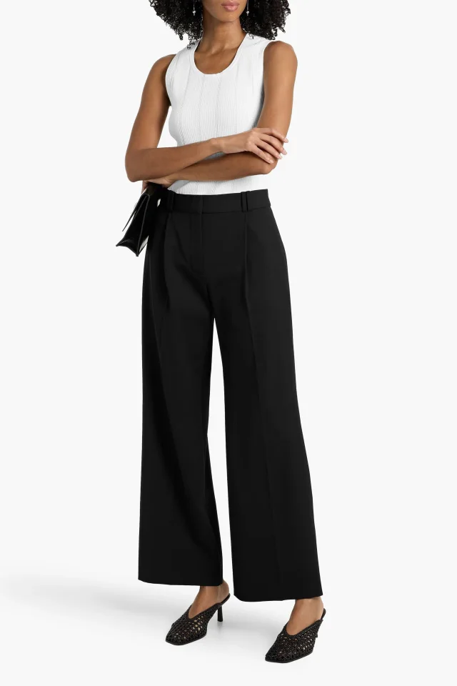 Proenza Schouler Savannah Pleated Wool-Blend Gabardine Wide-Leg Pants in Beige, photo 3 of 10 from THE OUTNET