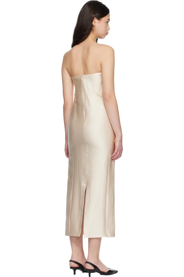 Loulou de Saison Beige GIULIA Bustier Midi Dress, photo 3 of 4 from SSENSE