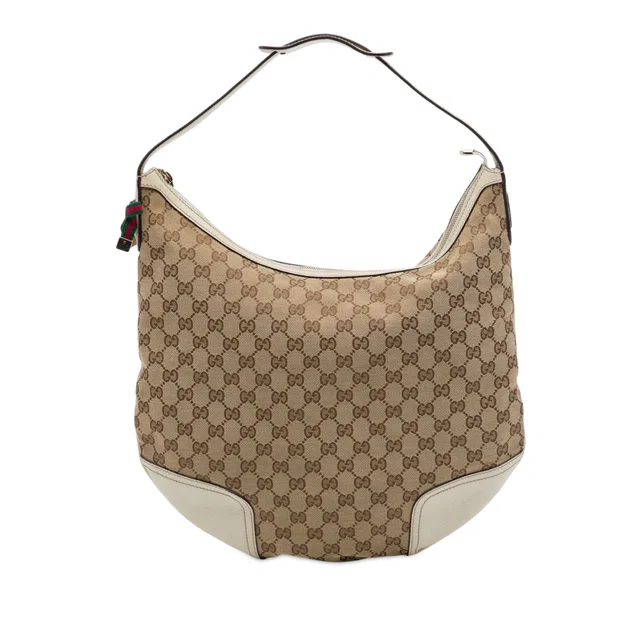 White Gucci Large GG Canvas Princy Hobo in White Canvas from Designer Revival