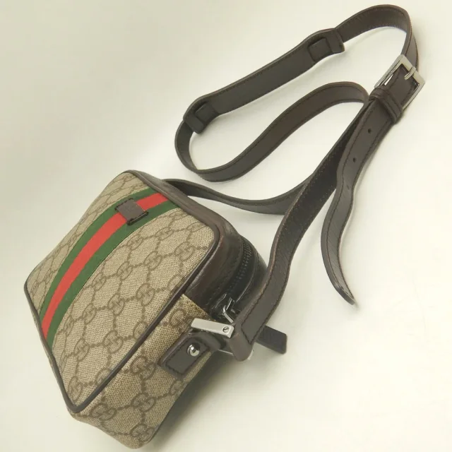 Gucci GG Supreme Canvas Leather Shoulder Bag in Beige Canvas from LuxUness, photo 3 of 8