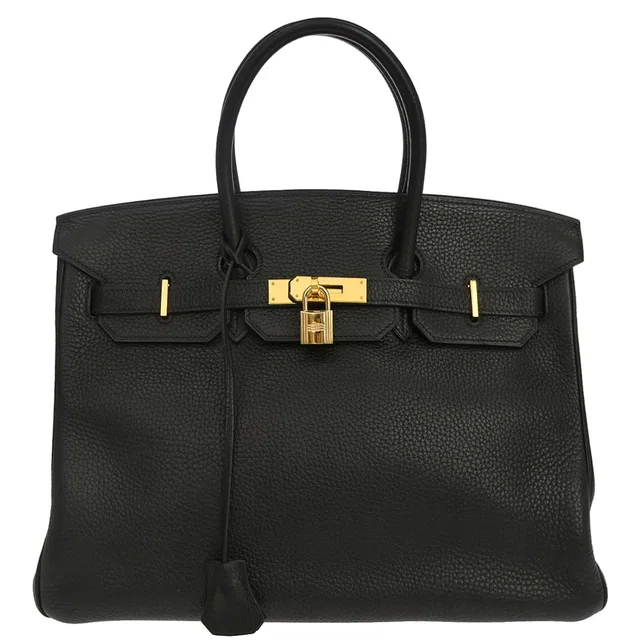 Hermès Black Taurillon Clemence Birkin 35 Handbag in Black Clemence leather from AMORE Vintage Tokyo