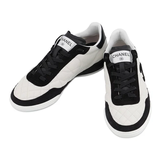 Chanel CC Logo Sneakers White/BlackG47274-B24503-UA447 Calf Leather suede Size 39 in White Calfskin from GALLERY RARE