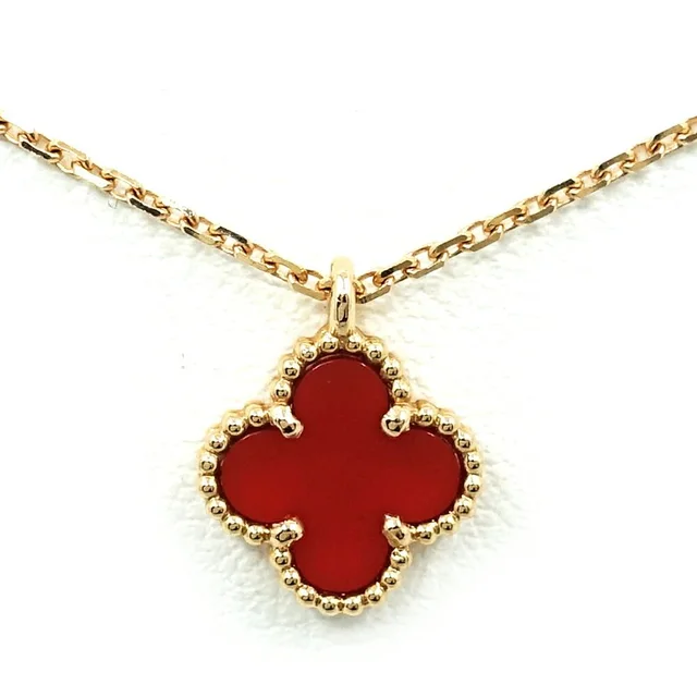 Van Cleef & Arpels 18k Pink Gold Sweet Alhambra Pendant Carnelian in Pink from The Reluxe