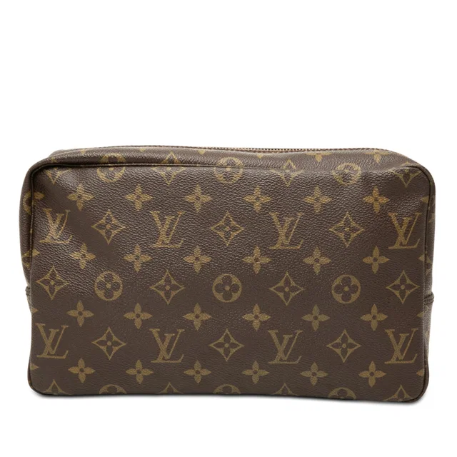 Brown Louis Vuitton Monogram Trousse Toilette 28 Clutch Bag in Brown Coated canvas from Designer Revival
