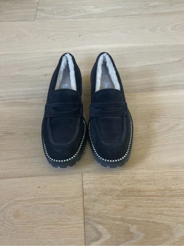 Jimmy Choo Deanna 30 Crystal Shearling Loafers Black 36.5/6.5 in black Suede from Poshmark