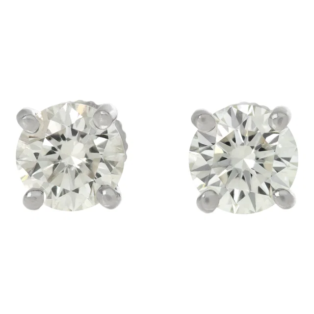 Tiffany & Co. Diamond stud earrings in platinum. 1.02 carats and 1.01 carats G VS1 in White Gold from Gray And Sons