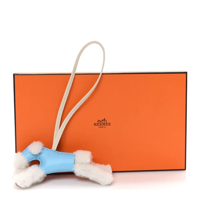 Hermès Milo Lambskin Shearling Budy Charm Ecru Celeste Craie in White Lambskin from FASHIONPHILE, photo 4 of 4