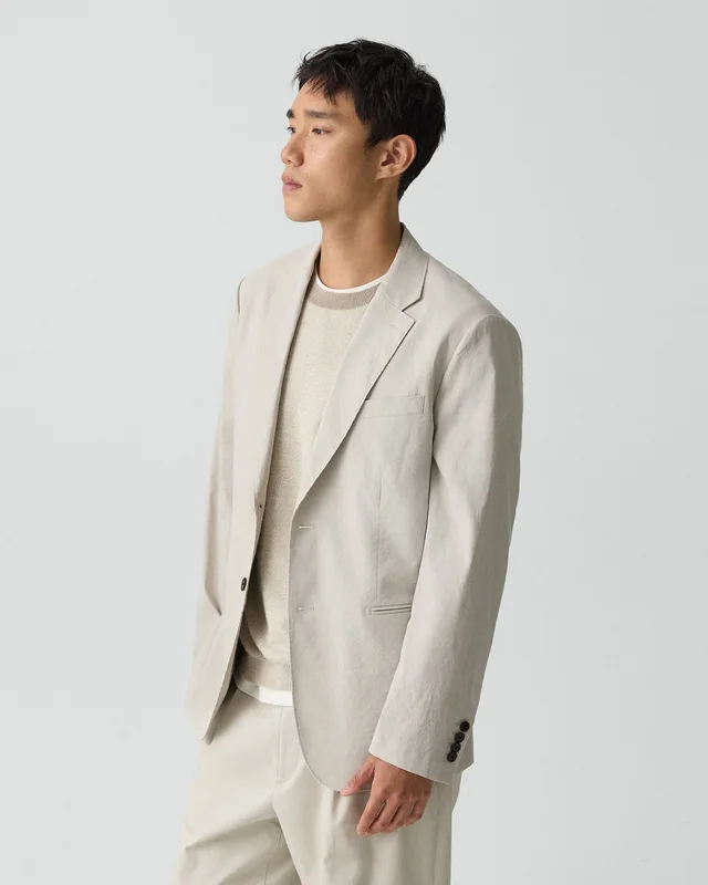 Theory Standard Blazer in Good Linen in SILVER CLOUD 62% Linen, 36% Viscose, 2% Elastane, photo 2 of 14 from Theory