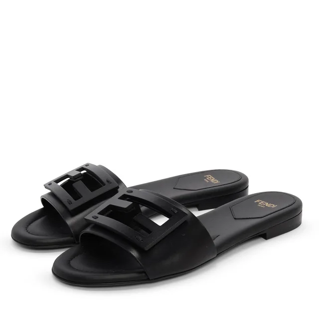 Fendi Baguette Slides 35.5 in Black Leather from Blue Spinach