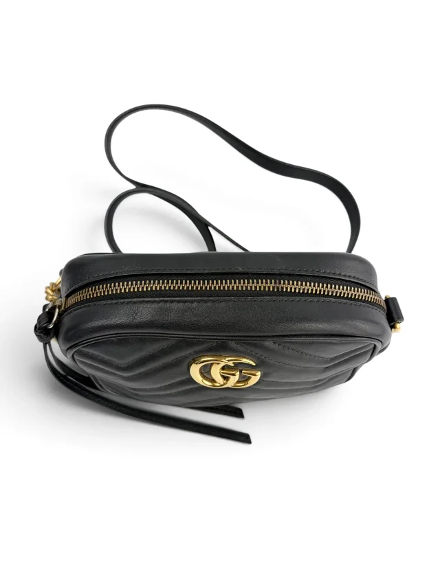 Gucci Black Leather GG Marmont Small Crossbody in Black Leather from Season 2 Consign, photo 5 of 9