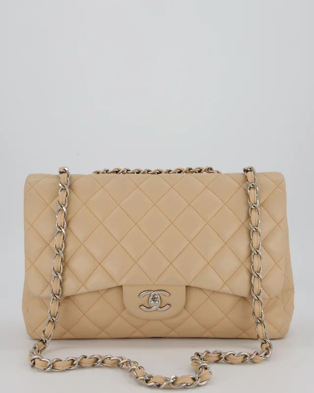Chanel Beige Jumbo Classic Single Flap Bag in Beige Lambskin from Sellier