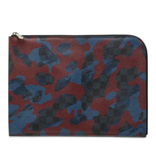 Black Louis Vuitton Damier Cobalt Camouflage Pochette Jour GM Clutch Bag in Black Canvas from Designer Revival