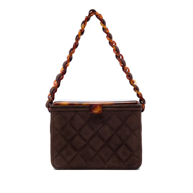 Brown Chanel CC Quilted Suede Box Vanity Bag in Brown Suede from Designer Revival, photo 1 of 1