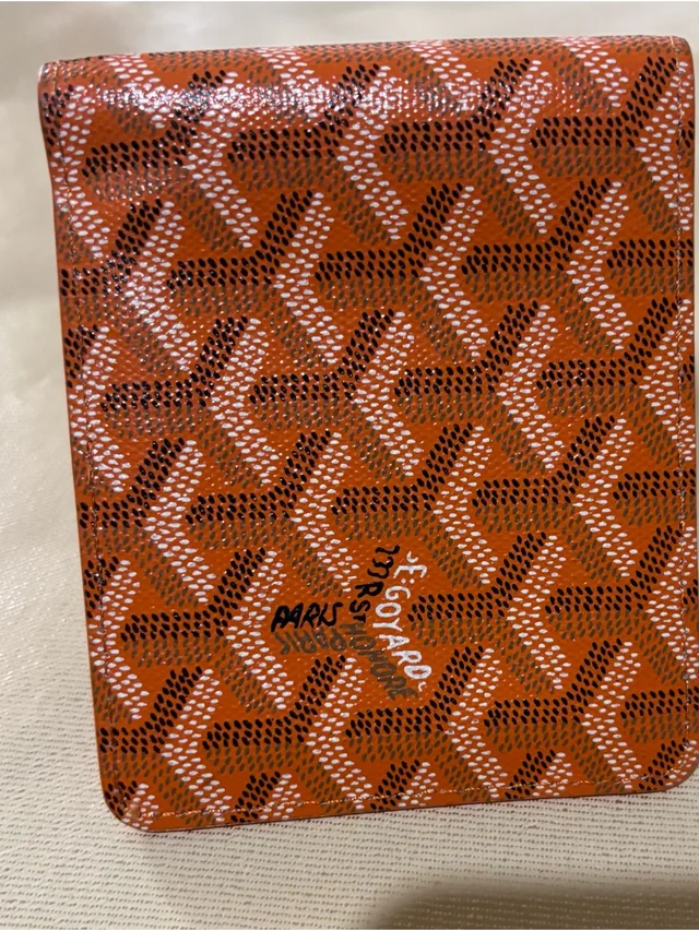 Goyard Orange Leather Wallet And Card Holder With Gold Stamp. Made In France in orange|white Leather from Poshmark