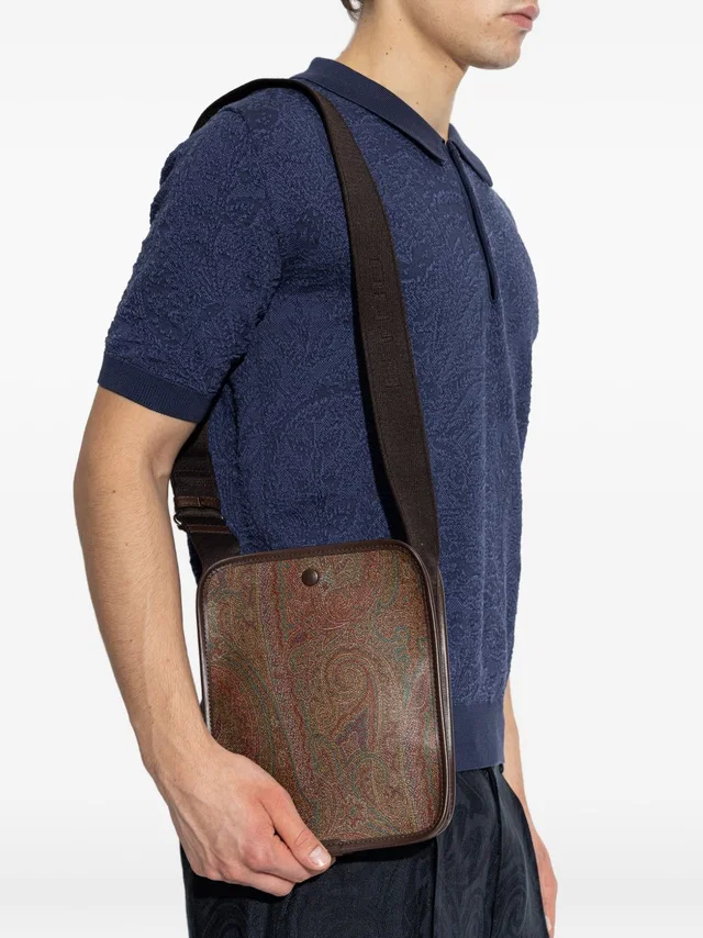 Etro Paisley Jacquard Shoulder Bag — Brown in Brown Calfskin from HEWI