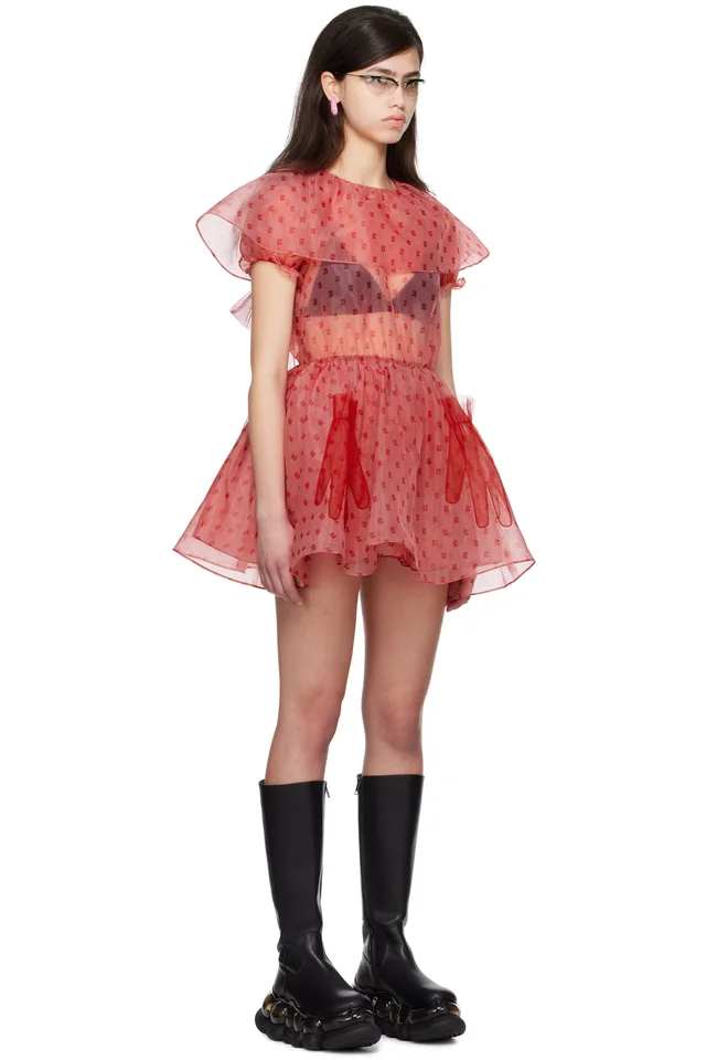 I'm Sorry by Petra Collins SSENSE Exclusive Red JennyFax Edition Tulle Minidress, photo 2 of 5 from SSENSE