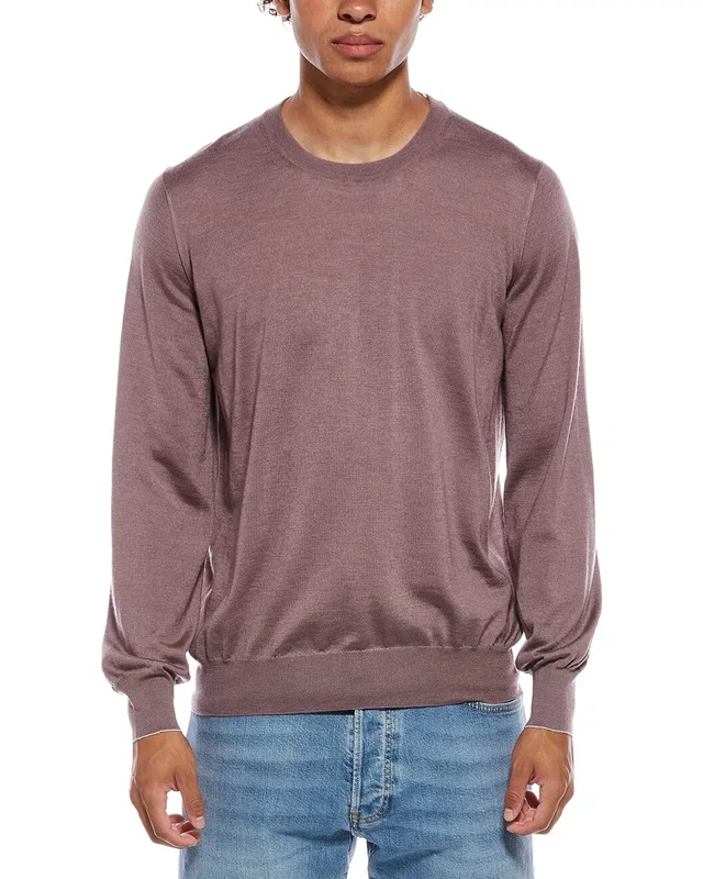 Brunello Cucinelli Cashmere & Silk-Blend Crewneck Sweater in //asset2.ruecdn.com/images/sw/101074/1010747084_RLSW_pink.jpg, image 1 of 1 from Gilt