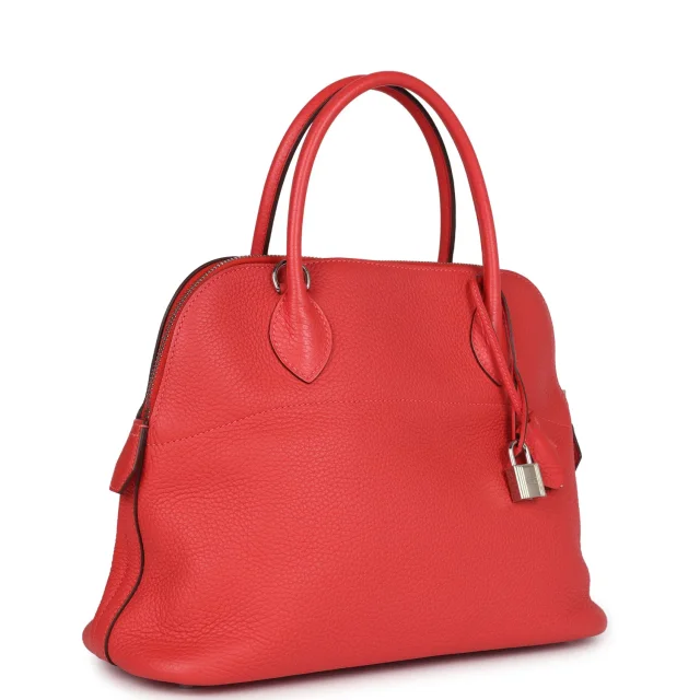 Hermès Bolide 31 Rouge Pivoine Clemence Palladium Hardware in Red Clemence leather from Madison Avenue Couture, photo 2 of 9