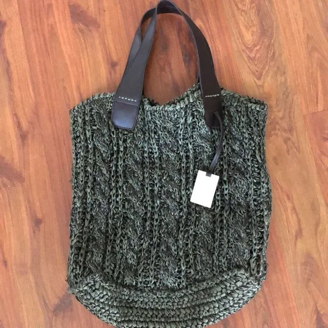 Furla Green And Brown Raffia Handbag Tote in red|brown|green Raffia from Poshmark