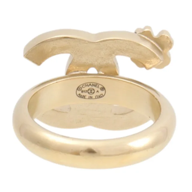 Chanel 2012 Clover CC Mark Ring #50 Gold/Black in Black from VINTAGE QOO TOKYO, photo 3 of 5