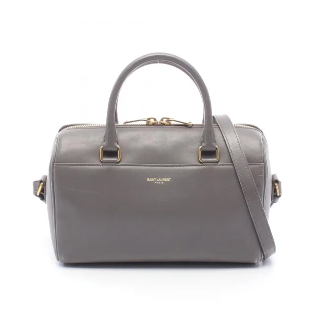 Saint Laurent Handbag Baby Duffle 2-Way Gray Leather Shoulder Bag in Grey Leather from The Reluxe
