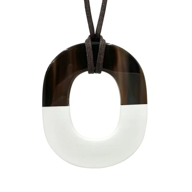Hermès Isthme GM Buffalo Horn Pendant Brown White in Brown from The Reluxe