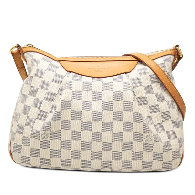 White Louis Vuitton Damier Azur Siracusa PM Crossbody Bag in White Canvas from Designer Revival, photo 1 of 1