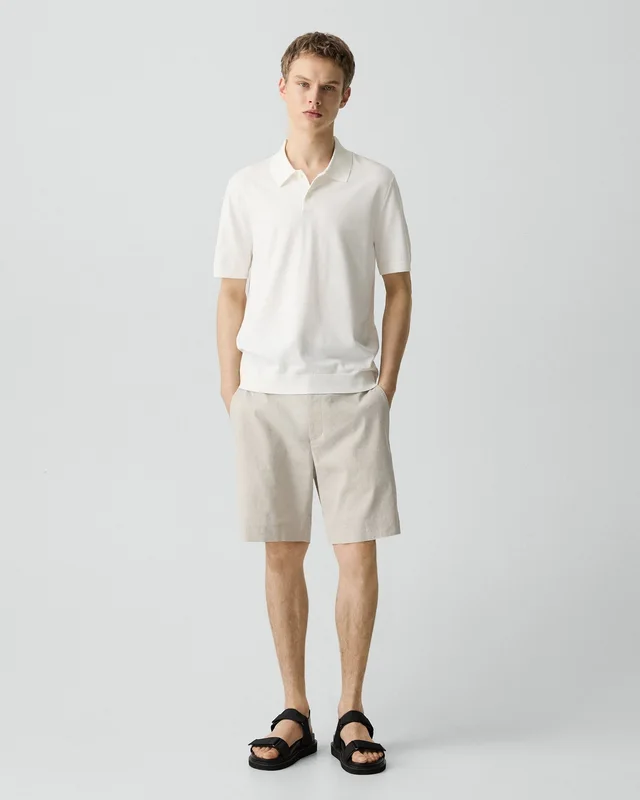 Theory Soris Polo Shirt in Light Bilen in WHITE 62% Viscose, 38% Polyester; Exclusive Of Elastic, photo 5 of 10 from Theory