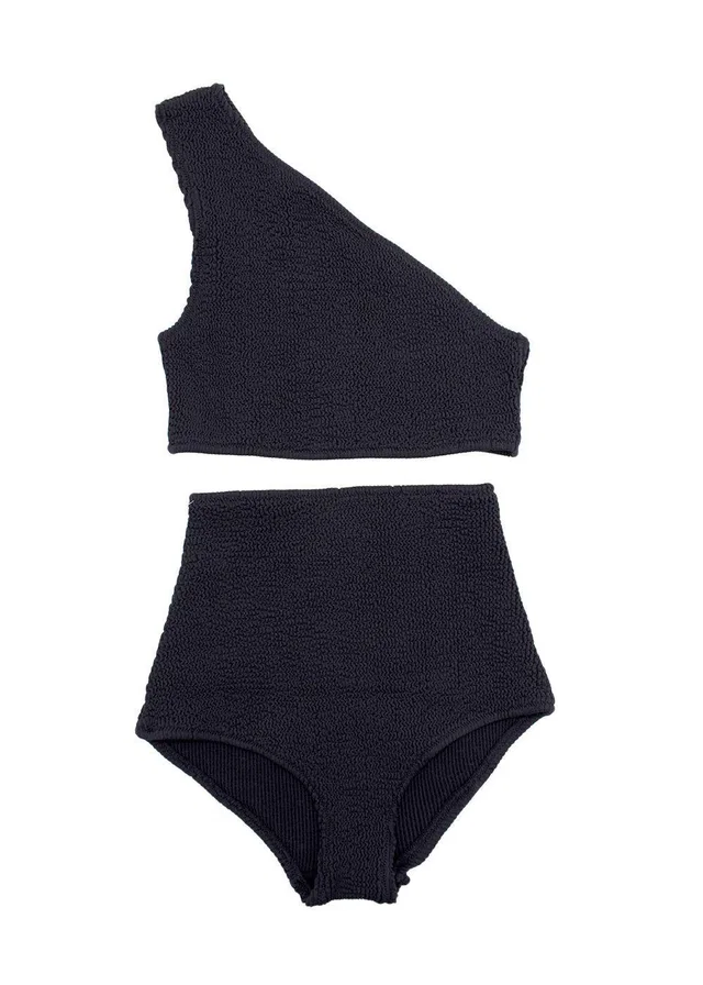 Bottega Veneta Black Smocked Jersey Bikini in Black from HEWI