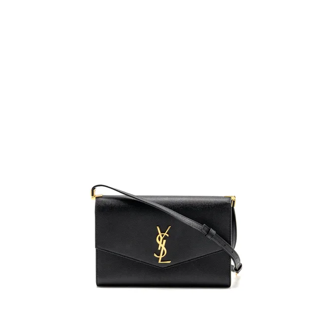 Saint Laurent Mini Uptown crossbody bag calfskin black GHW in Black Calfskin from EMIER