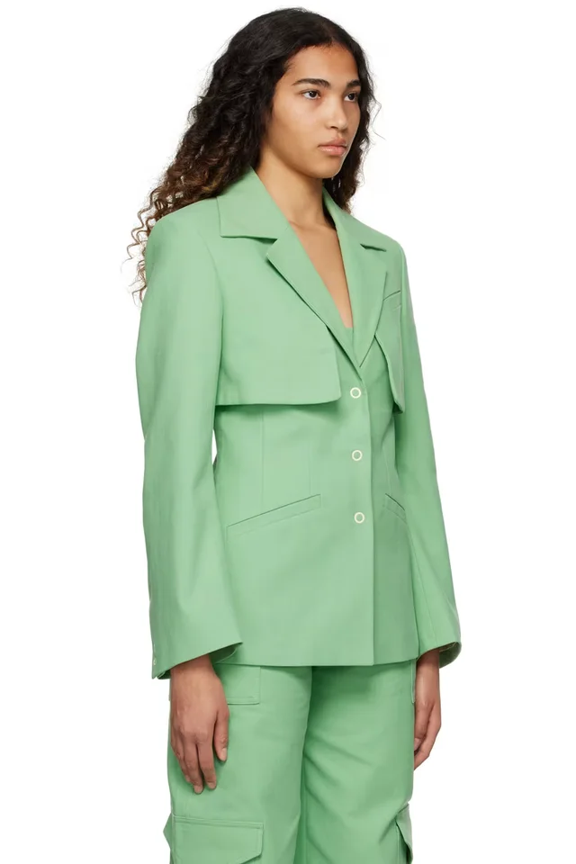 GANNI Green Storm Flap Blazer, photo 2 of 4 from SSENSE