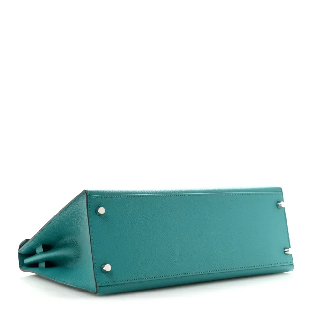 Hermès Epsom Kelly Sellier 32 Bleu Paon in Blue Epsom leather from FASHIONPHILE, photo 4 of 13