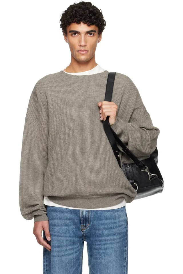 Fear of God ESSENTIALS Brown Holiday Waffle Crewneck 90s Sweater from SSENSE, photo 1 of 1