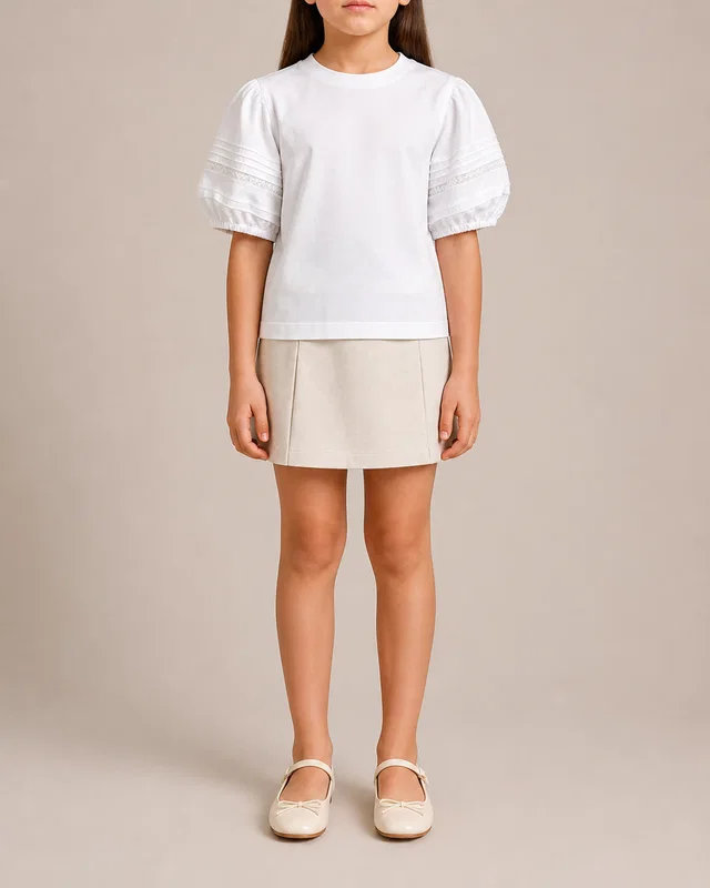 Burberry Kids White Short-Sleeve Top with Lace and Logo Sleeve Details Size 8 years in White from Sellier