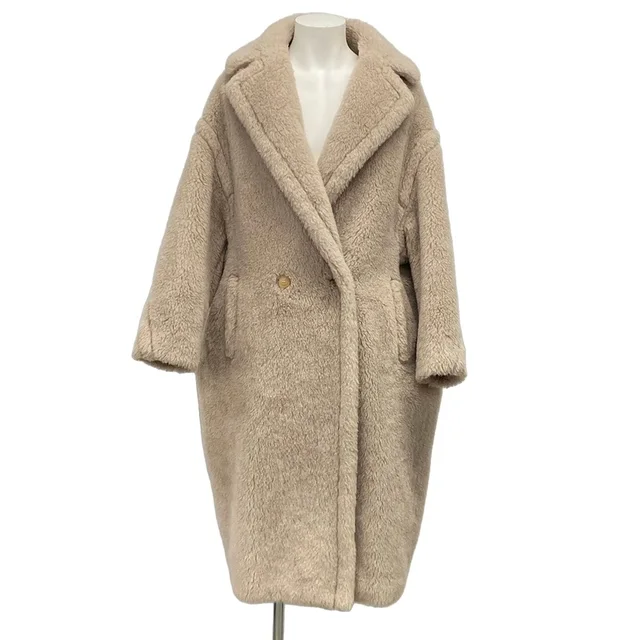 Max Mara Coat M Teddy Bear Icon Sand Long Sleeve Autumn Winter Tedgirl Alpaca in Wool from The Reluxe