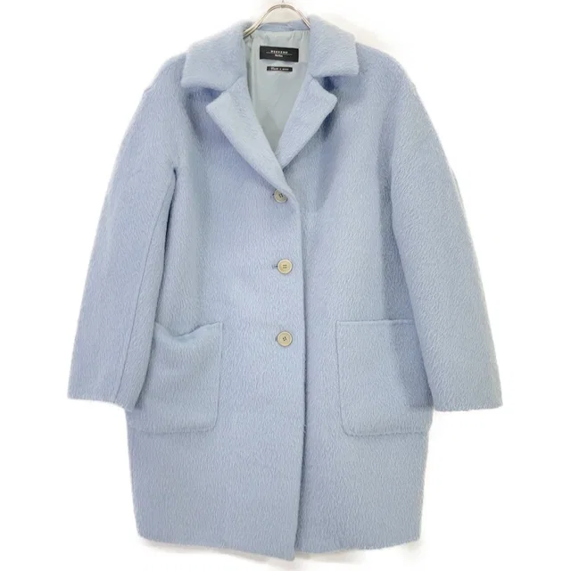 Max Mara Weekend Kuchitoamano Wool Alpaca Shaggy Coat Blue 40 in Blue Wool from The Reluxe