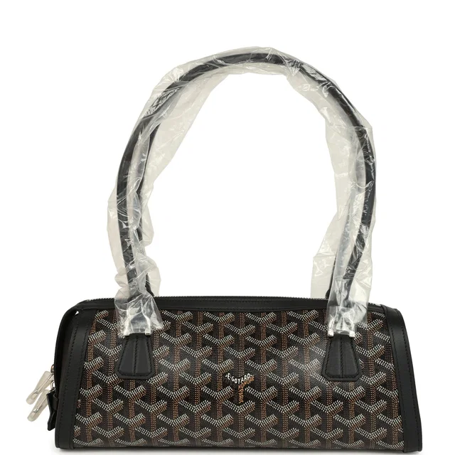 Goyard Goyardine Canvas Bonbonnière Bag Black Chevroches Calfskin Palladium Hardware in Black Calfskin from Madison Avenue Couture