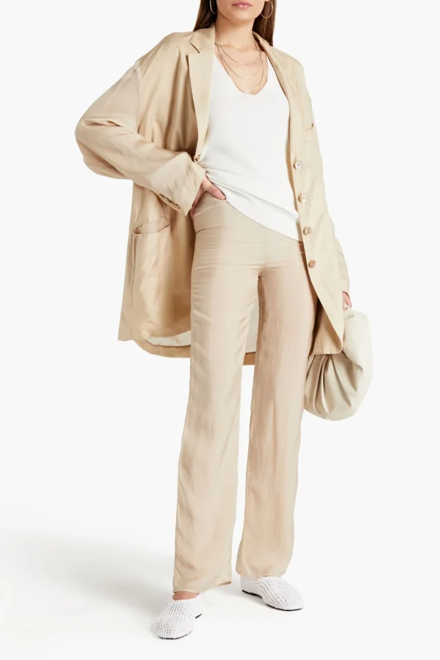 Acne Studios Cupro Straight-Leg Pants in Beige, photo 2 of 4 from THE OUTNET